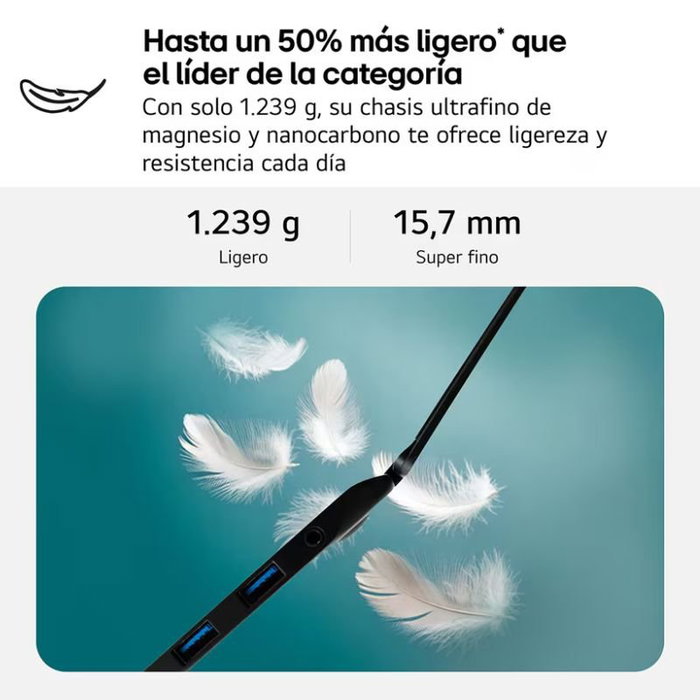 LG Gram 16Z90TL-G.AU85BN con Intel Core Ultra 7, 32 GB RAM, 512 GB SSD y pantalla de 16 pulgadas